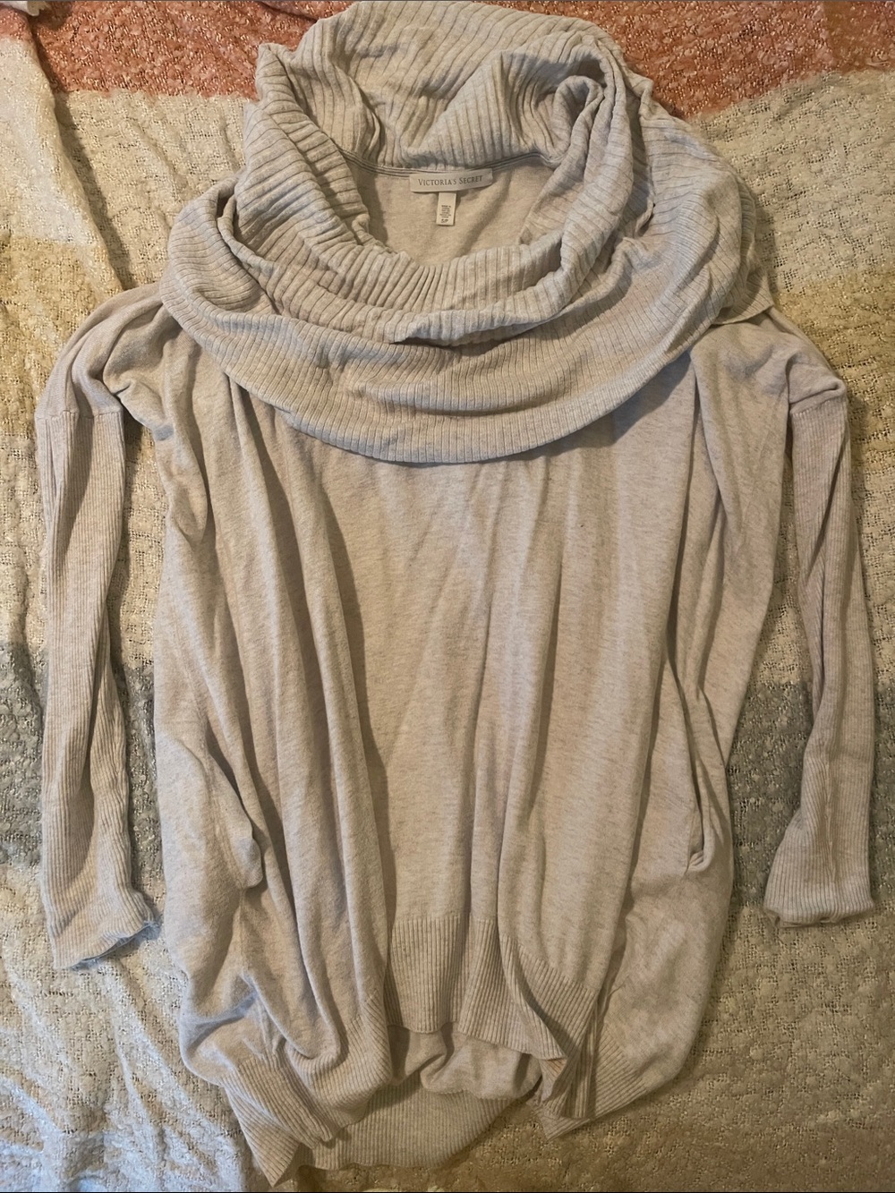 Victoria's Secret Light Grey Ribbed Cowl Sweater in